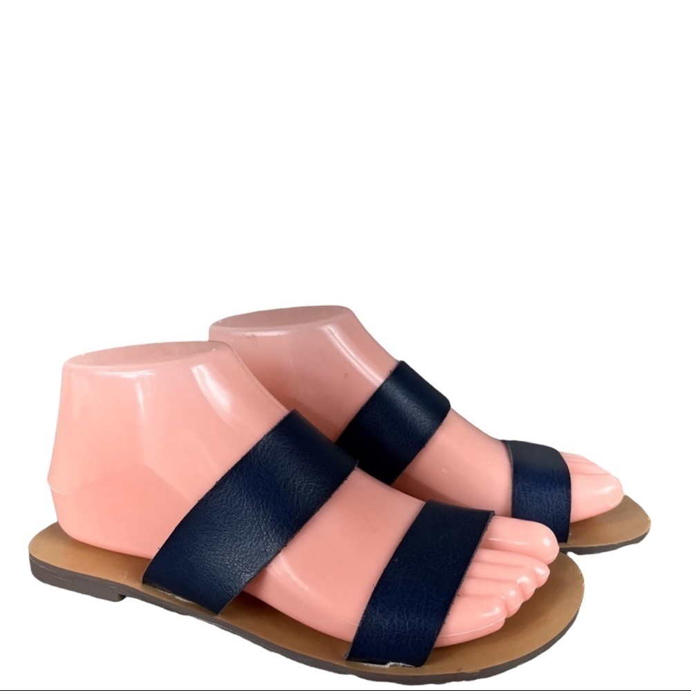 J. Crew sz 6 navy 2 strap vegan leather sandals